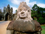 Statue at South Gate of Angkor Thom at Angkor Temple Complex Photographic Print by Jane Sweeney
