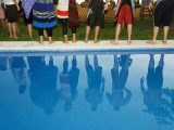 Reflections in the Pool, at Poolside New Year Celebration. Photographic Print by Christian Aslund