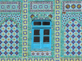 Intricate Tiling Round a Blue Window at the Shrine of Hazrat Ali Photographic Print by Jane Sweeney