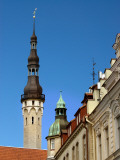 Old Town Hall Tower Above Roofs Photographic Print by Frank Wing