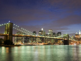 Brooklyn Bridge and Manhattan Skyline at Dusk Photographic Print by Christopher Groenhout