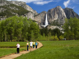 People Looking at Yosemite Falls from Wooden Walkway Photographic Print by Emily Riddell