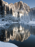 Yosemite Falls in Winter Reflected in the Merced Rive Photographic Print by Douglas Steakley