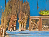 Brushes, Green Chillies, and Dried Fish at Shop Near Ghoom Photographic Print by Tim Makins