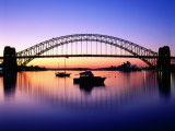 Harbour Bridge at Dawn, Seen from Blue Point, Boats in Foreground are Moored at Lavender Bay Photographic Print by Ross Barnett