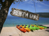 Kayaks for Rent on Beach at Point Kovacine West of Cres Town Photographic Print by Ruth Eastham & Max Paoli