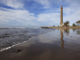 Maspalomas Beach with Maspalomas Lighthouse (Faro De Maspalomas) Reflected in Wet Sand Photographic Print by Ruth Eastham & Max Paoli