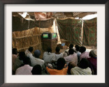 Sudanese Refugees Watch a World Cup Soccer Mach at the Zamzam Refugee Camp Framed Photographic Print