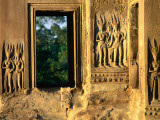 Apsara Carvings ('Heavenly Nymphs') around a Doorway at Angkor Wat Photographic Print by Bernard Napthine