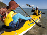 Women in Double Sea Kayak in Banksia Bay Photographic Print by Andrew Peacock