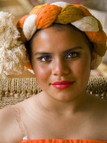 Young Woman in Traditional Dress and Headdress Photographie par Bill Bachmann