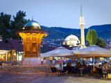Water Fountain in Pidgeon Square at Dusk in Bascarsija, the Old Turkish Quarter Photographic Print by Richard l'Anson