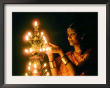 Deepawali Lamps Framed Photographic Print
