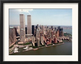 The Twin Towers of the World Trade Center Rise Above the New York Skyline Framed Photographic Print