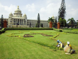 Workers on Lawn Outside the Vidhana Soudha, Which Houses the State Legislature Photographic Print by Brian Cruickshank