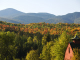 House in Style of Traditional Barn in the Adirondacks in Autumn Photographic Print by Peter Ptschelinzew