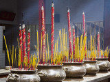 Incense Sticks in Pots Burning in Cantonese Thien Hau Pagoda on 710 Nguyen Trai Street in Cholon Photographic Print by Anders Blomqvist