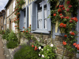 Roses and Flowers and Half-Timbered Houses Along Rue Du Logis Du Roy Impressão fotográfica por Barbara Van Zanten