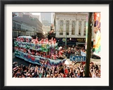 Mardi Gras Revellers Greet a Float from the Zulu Parade Framed Photographic Print