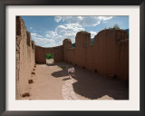 Travelers Examine the Ruins of 17th Century Spanish Mission, the Church of San Jose De Los Jemez Framed Photographic Print by Pat Vasquez-cunningham