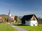 Village Church and Barn Photographie par Richard Nebesky
