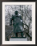 Snow is Seen on a Statue of the Late British Prime Minister Sir Winston Churchill Framed Photographic Print by Matt Dunham