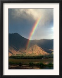 A Rainbow Reaches for the Banks of Kashmir's Dal Lake Framed Photographic Print