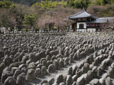 Weathered Stone Mounds Sitting in Memorial in Grounds of Adashino Nembutsu-Ji Temple Photographic Print by Brent Winebrenner