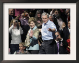 President Bush, Right, and First Lady Laura Bush Arrive for a Rally for Texas Governor Rick Perry Framed Photographic Print by Lm Otero