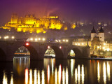 Heidelberg Castle and Alt Brucke (Old Bridge) over Neckar River at Dusk Photographic Print by Richard l'Anson