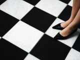 Solis Theatre Tour Guide Shoes Standing on the Theatre's Marble Floor Photographic Print by Viviane Ponti