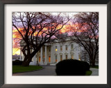 The Early Morning Sunrise Warms up the Winter Sky Behind the White House January 10, 2002 Framed Photographic Print by Ron Edmonds