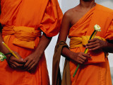 Orange-Robed Monks at Phra Pathom Chedi, the World's Talles Buddhist Monument Photographic Print by Antony Giblin