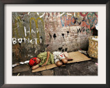 An Indonesian Boy Wearing a Spiderman Mask Sleeps on a Piece of Cardboard Framed Photographic Print by Ed Wray