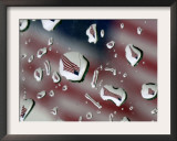 A Flag at a Lawrence, Kan., Restaurant is Refracted in Rain Drops on a Car Window Framed Photographic Print