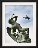 A Statue is Seen in Madrid's Most Popular Park Framed Photographic Print
