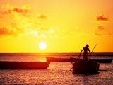 Boats on Sea at Sunset Photographic Print by Tom Cockrem