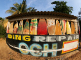 Surfboard Repair Shop, which has a Thriving Trade Due to the Heavy Waves Fotoprint van Paul Kennedy