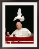 Pope John Paul II Looks at a White Dove After the Angelus Prayer in St. Peter's Square, at Vatican Framed Photographic Print