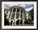 President Bush, Right, and Vice President Dick Cheney Walk to the South Lawn Framed Photographic Print