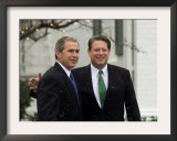 President-Elect Bush Meets with Vice President Gore at Gore's Official Residence in Washington Framed Photographic Print