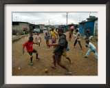Children Play Soccer in an Impoverished Street in Lagos, Nigeria Framed Photographic Print