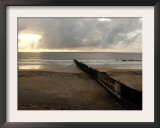 Man Jogs by the Beach Towards the Wall Dividing Mexico and the U.S. in Tijuana, Mexico Framed Photographic Print