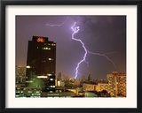 Lightning Flashes in the Sky of Bangkok Framed Photographic Print