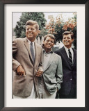 Brothers, John F. Kennedy, Robert Kennedy, and Ted Kennedy, Right, in Hyannis Port, Massachusetts Framed Photographic Print