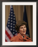 First Lady Laura Bush Speaks at Saint Rosalie School in Harvey, Louisianna Tuesday, January 9, 2007 Framed Photographic Print by Alex Brandon