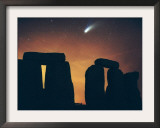 Comet Hale-Bopp Seen Above the Ancient Stone Circle of Stonehenge Framed Photographic Print