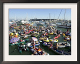 Fans Crowd into Boats, Kayaks, and Rafts Waiting for Their Chance to Catch a Home Run Ball Framed Photographic Print