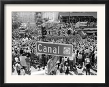 A Crowed Gathers as Floats Make Their Way Through Canal Street During the Mardi Gras Celebration Framed Photographic Print