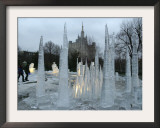 An Ice Sculpture Composition Melts at the Moscow Zoo Framed Photographic Print